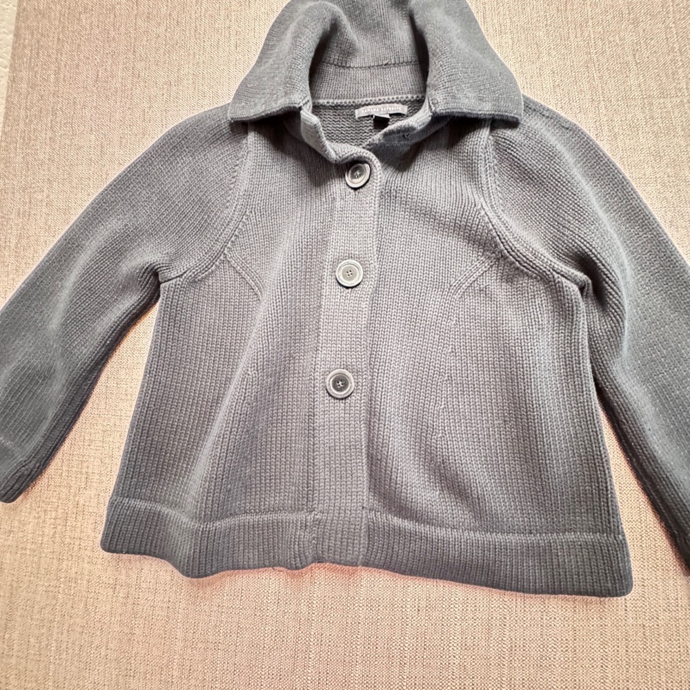 Banana Republic Gray Cotton Shaker Knit Button Front Cardigan Sweater M